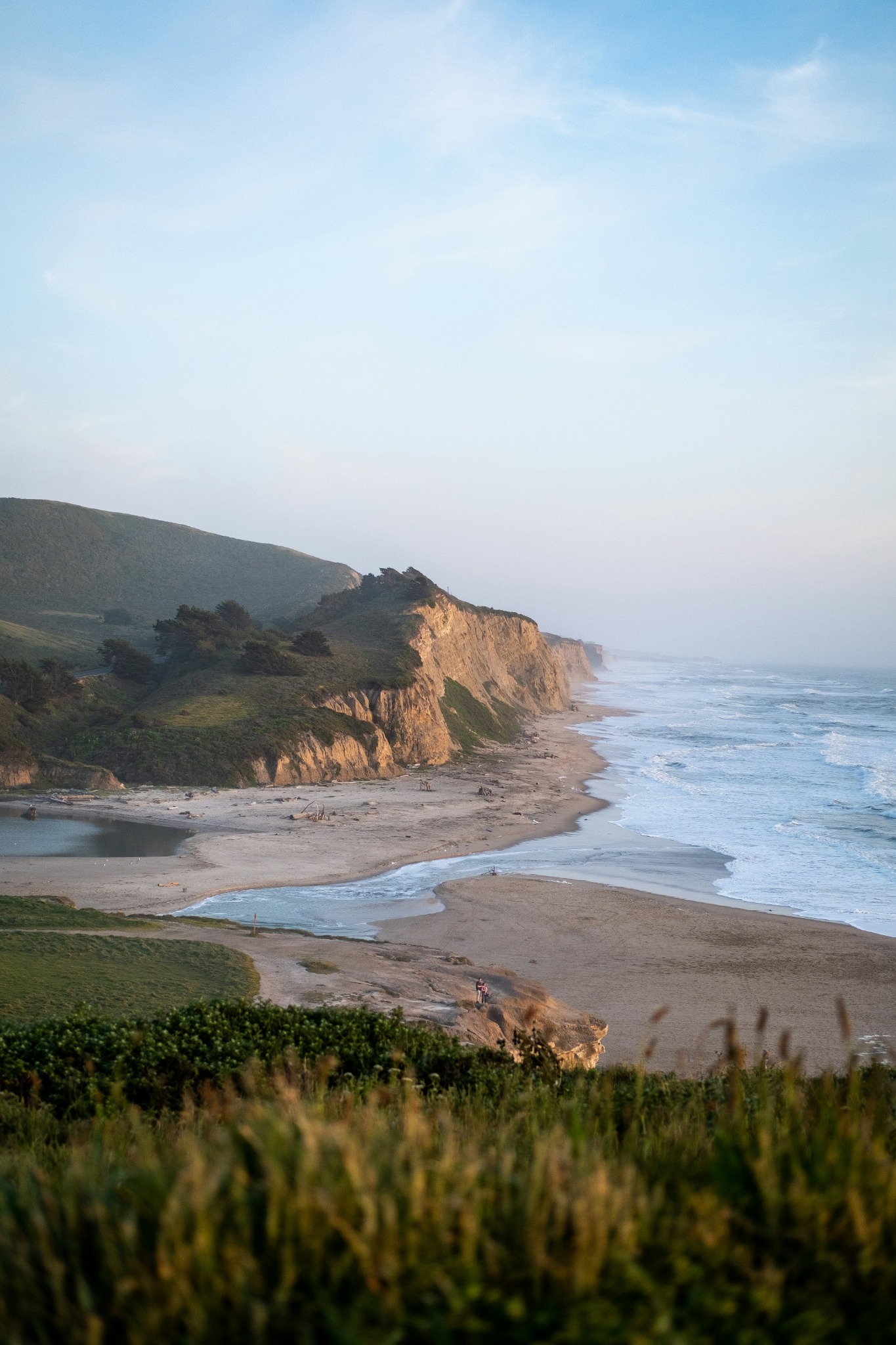 Coastal bluffs at sunset